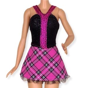 Barbie Nikki '12 Fashionista Mini Skirt Top Set Outfit Pink Black Shimmer #T1881